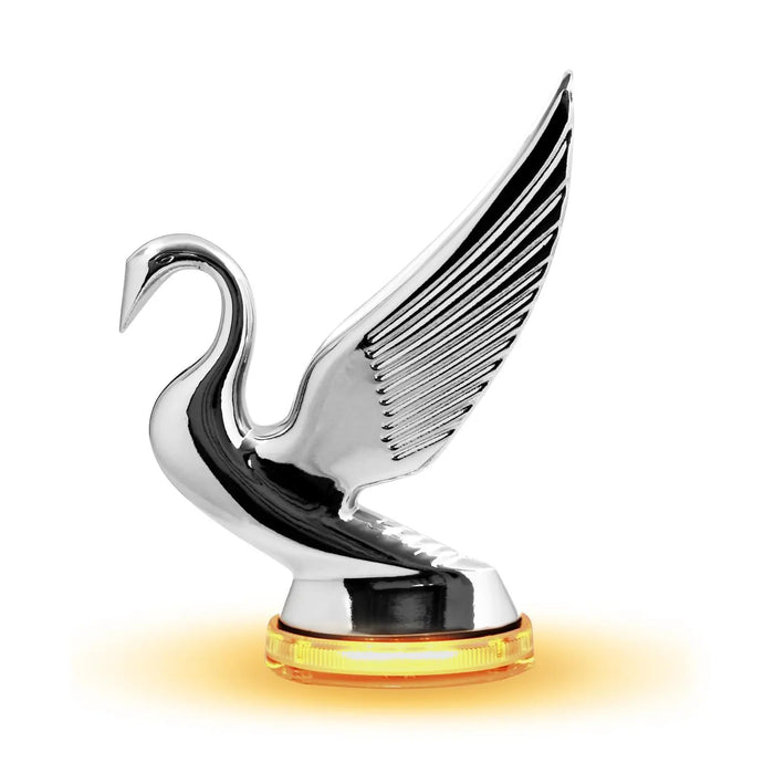 Swan Hood Ornament with LED Glow Base