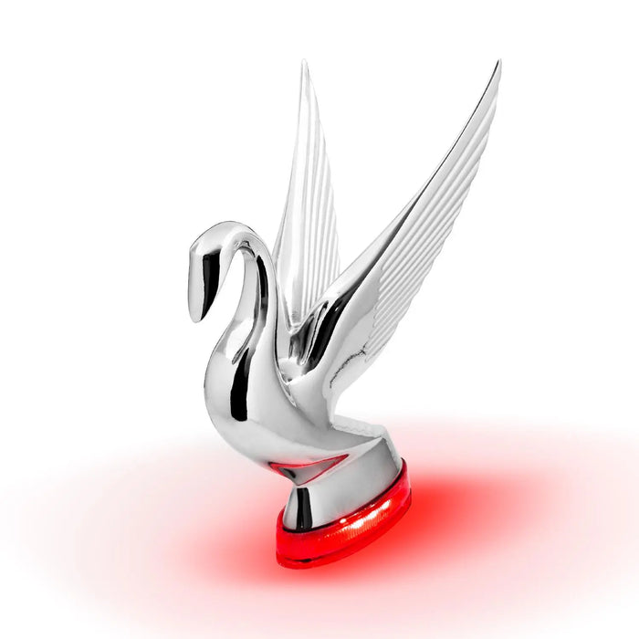 Swan Hood Ornament with LED Glow Base