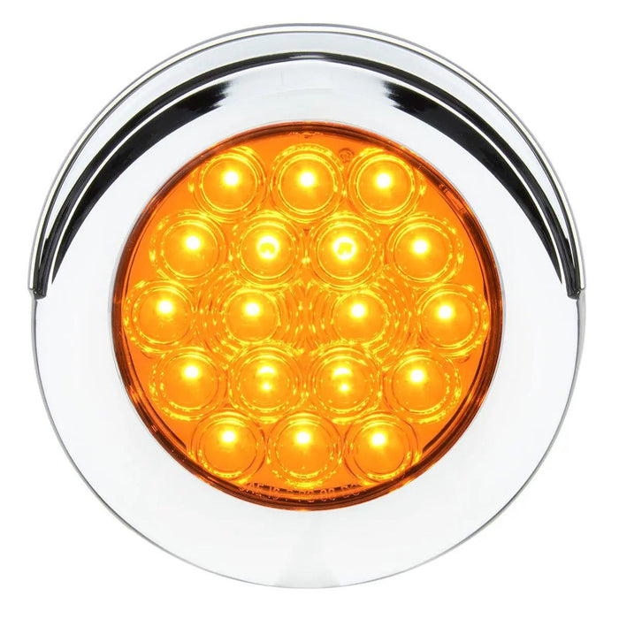 4" Fleet Flange Mount LED Light with Chrome Twist & Lock Bezel with Visor in 3 Wires - White Line Distributors Inc