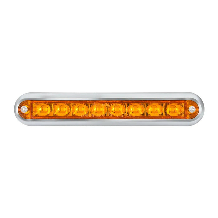 6.5" Surface Mount Pearl Marker & Turn LED Light Bar with Chrome Plastic Base - White Line Distributors Inc
