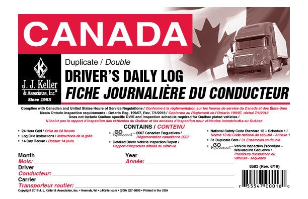 62LD Canadian Driver's Daily Logbook - White Line Distributors Inc