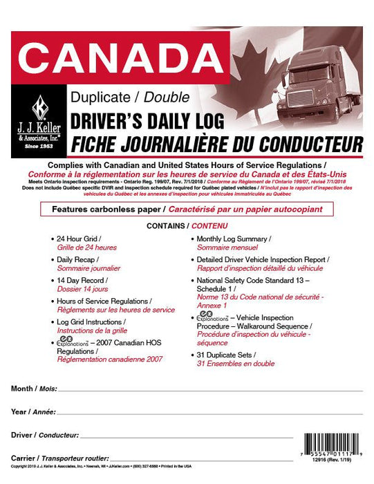 763LD Two-in-One Drivers Daily Logbook - White Line Distributors Inc