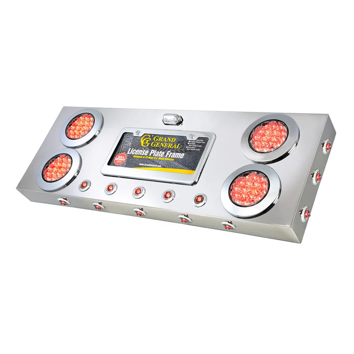 Stainless Steel Rear Center Light Panel with License Plate and Under Glow Effect