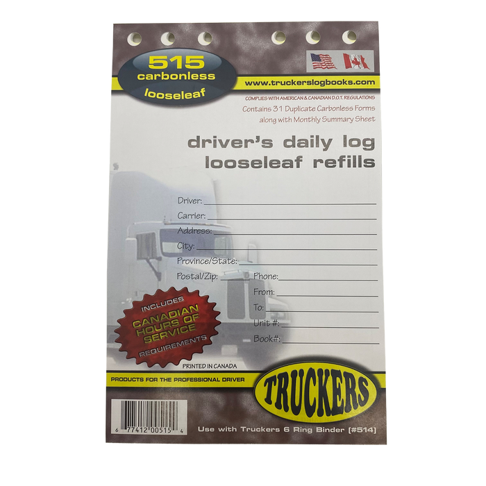 Driver's Daily Log Loose Leaf Refills - White Line Distributors Inc
