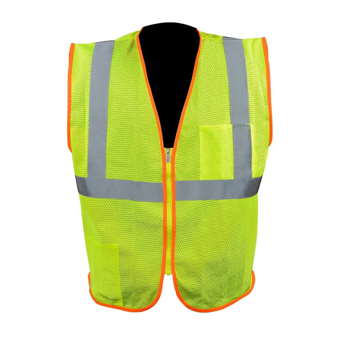 High Visibility Class 2 Safety Vest with Zipper - White Line Distributors Inc