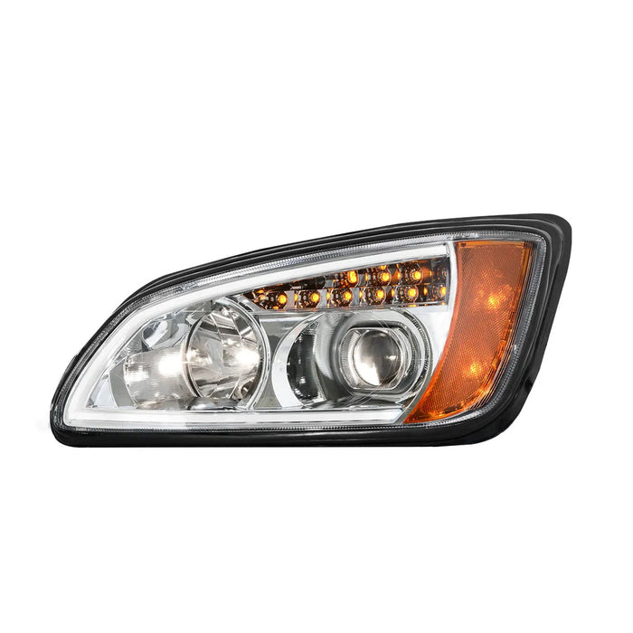Kenworth T660 Chrome Projection Headlight with LED Turn Signal & White LED Running Light - White Line Distributors Inc