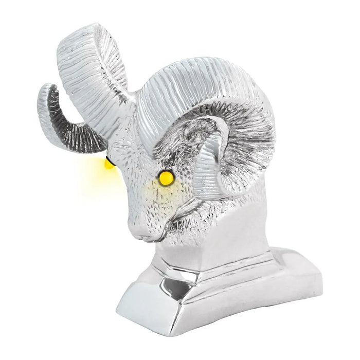 LED Eyes Ram's Head Hood Ornament - White Line Distributors Inc