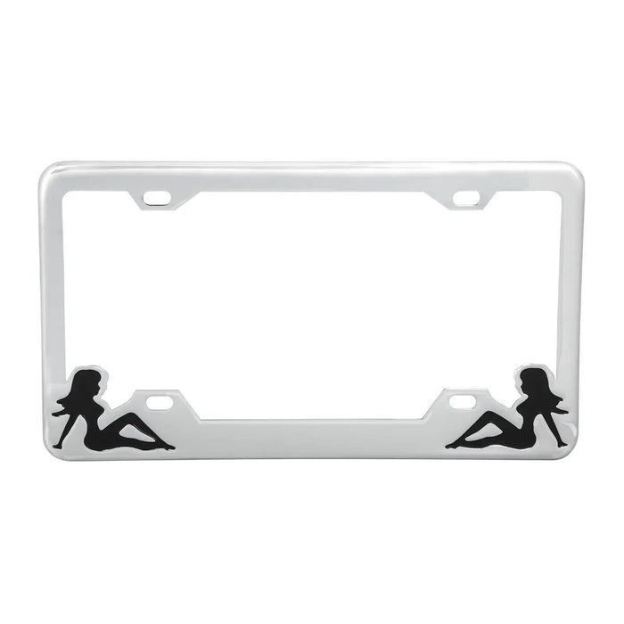 License Plate Frames With Sitting Lady Silhouettes - White Line Distributors Inc