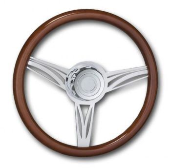 18" Classic Steering Wheels with Wood Grip and Chrome Spokes - White Line Distributors Inc
