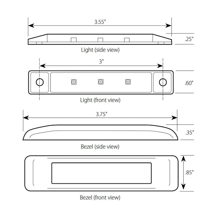 3.5" Ultra Thin LED Marker Light - White Line Distributors Inc