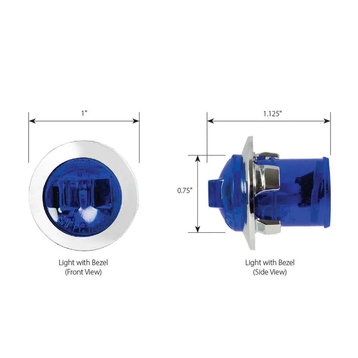 3/4" Dia. Mini Wide Angle LED Dual Function Sealed Light with Chrome Plastic Bezel - White Line Distributors Inc