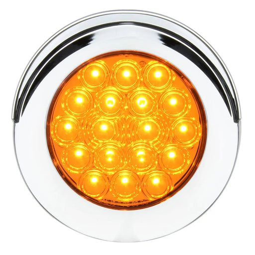 4" Fleet Flange Mount LED Light with Chrome Twist & Lock Bezel with Visor in 3 Wires - White Line Distributors Inc
