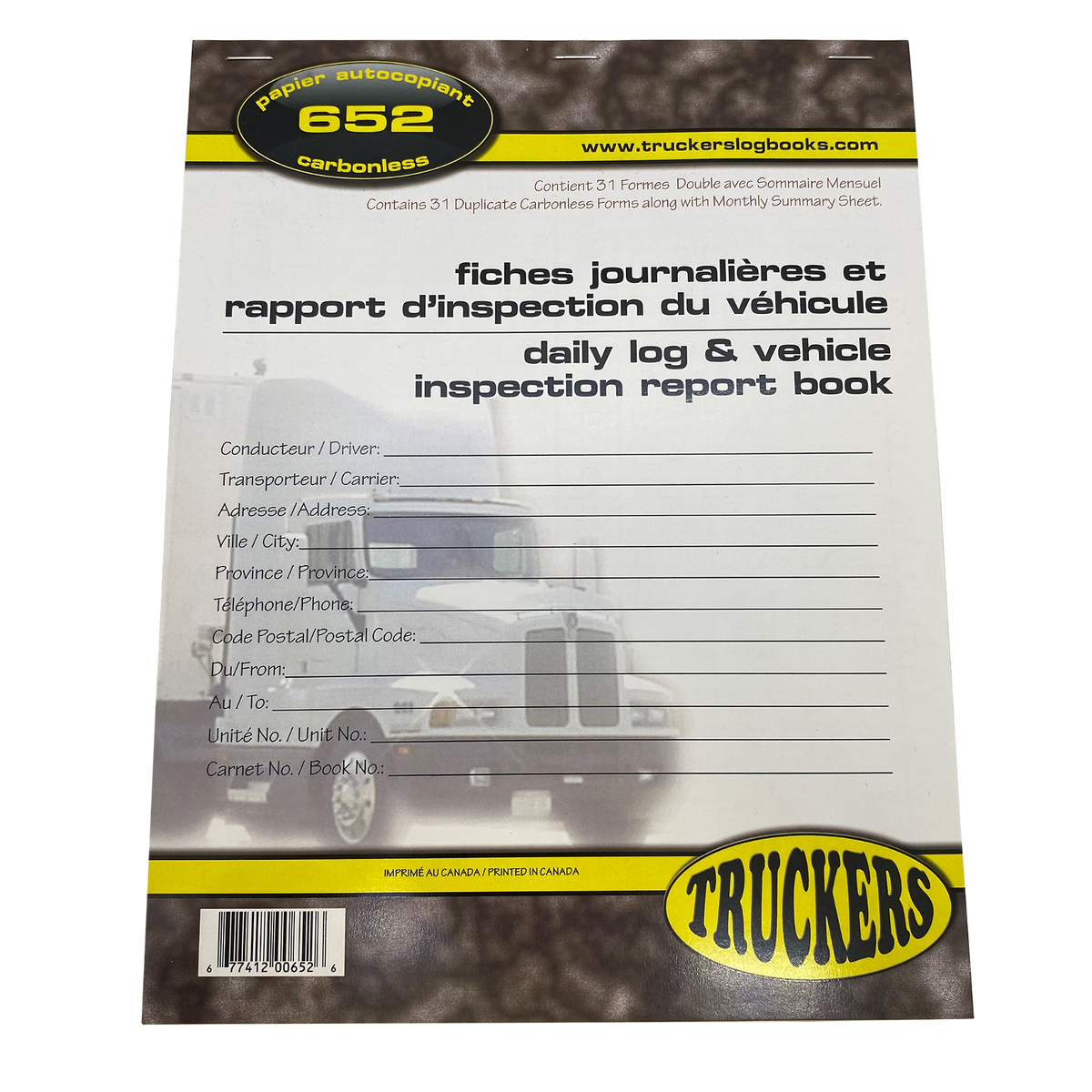 Bilingual Daily Log and Vehicle Inspection Report Book — White Line ...