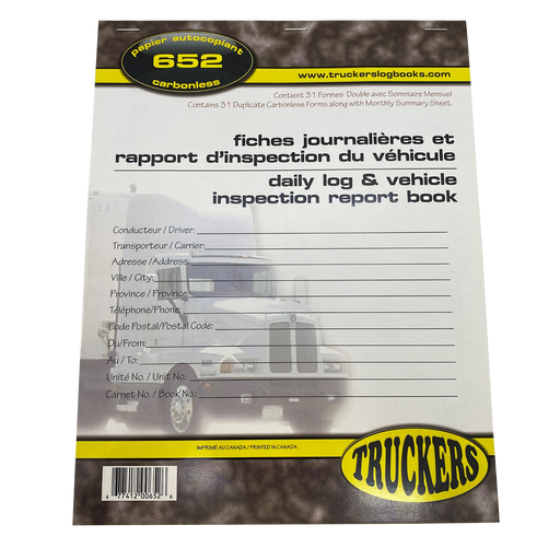Bilingual Daily Log and Vehicle Inspection Report Book - White Line Distributors Inc