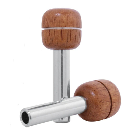 Chrome Tube with Round Walnut Wood Door Lock Knobs - White Line Distributors Inc