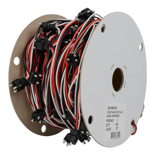 Continuous 3-Prong Straight Light Plug Wire Harness Roll - White Line Distributors Inc