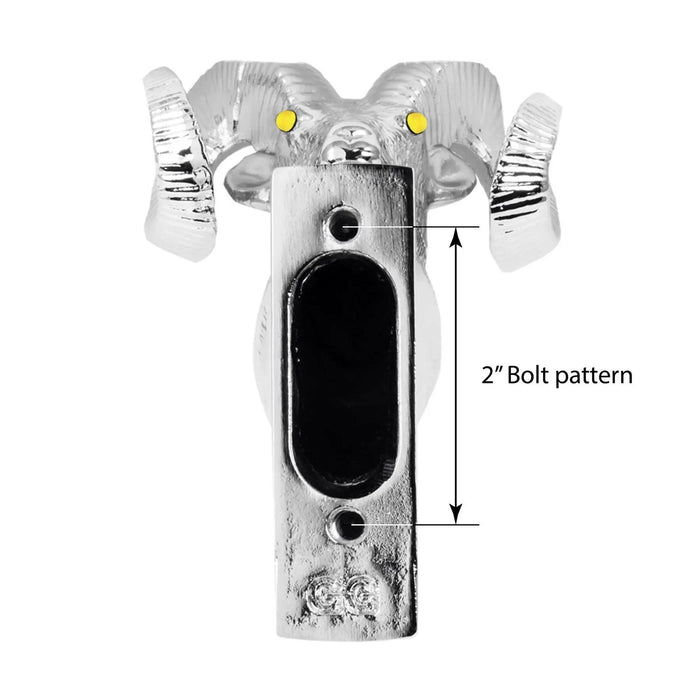 LED Eyes Ram's Head Hood Ornament - White Line Distributors Inc