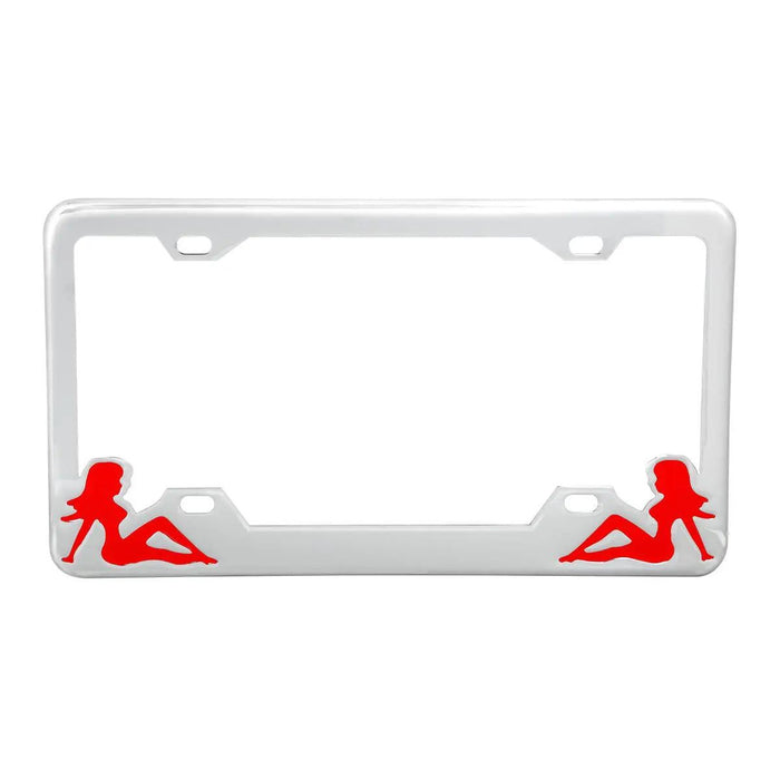 License Plate Frames With Sitting Lady Silhouettes - White Line Distributors Inc